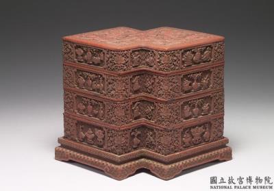 图片[2]-Red lacquer set of boxes in the shape of intersecting lozenges,  Qing dynasty (1644-1911)-China Archive